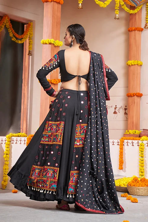 Shubhkala Black Exclusive Embroiered Work Fancy Chaniya Choli